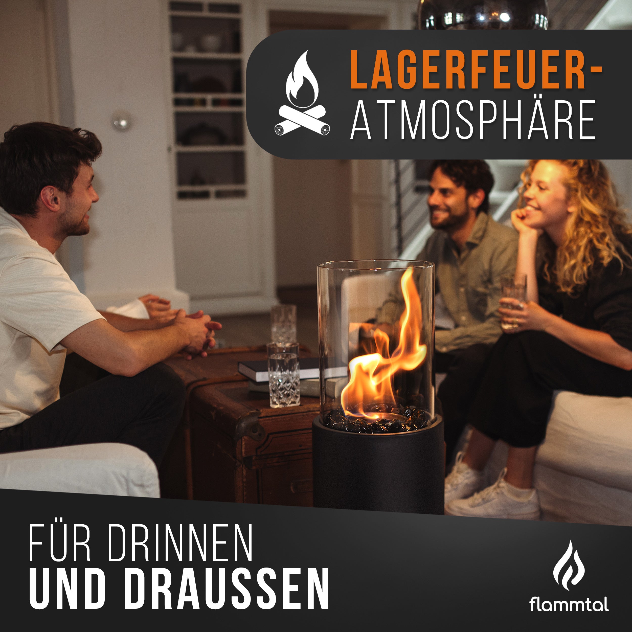 🔥Bundle🔥 - Standkamin COLUMN + 6 Flaschen Bioethanol