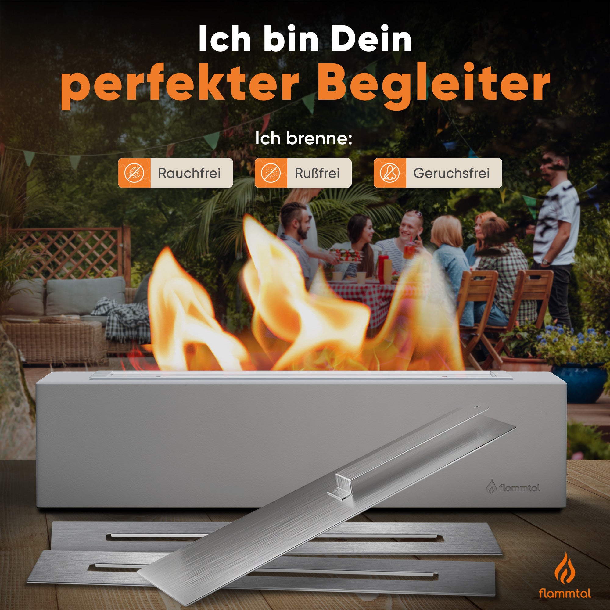 🔥Bundle🔥 - Tischfeuer BLOCK (Hellgrau) + 6 Flaschen Bioethanol