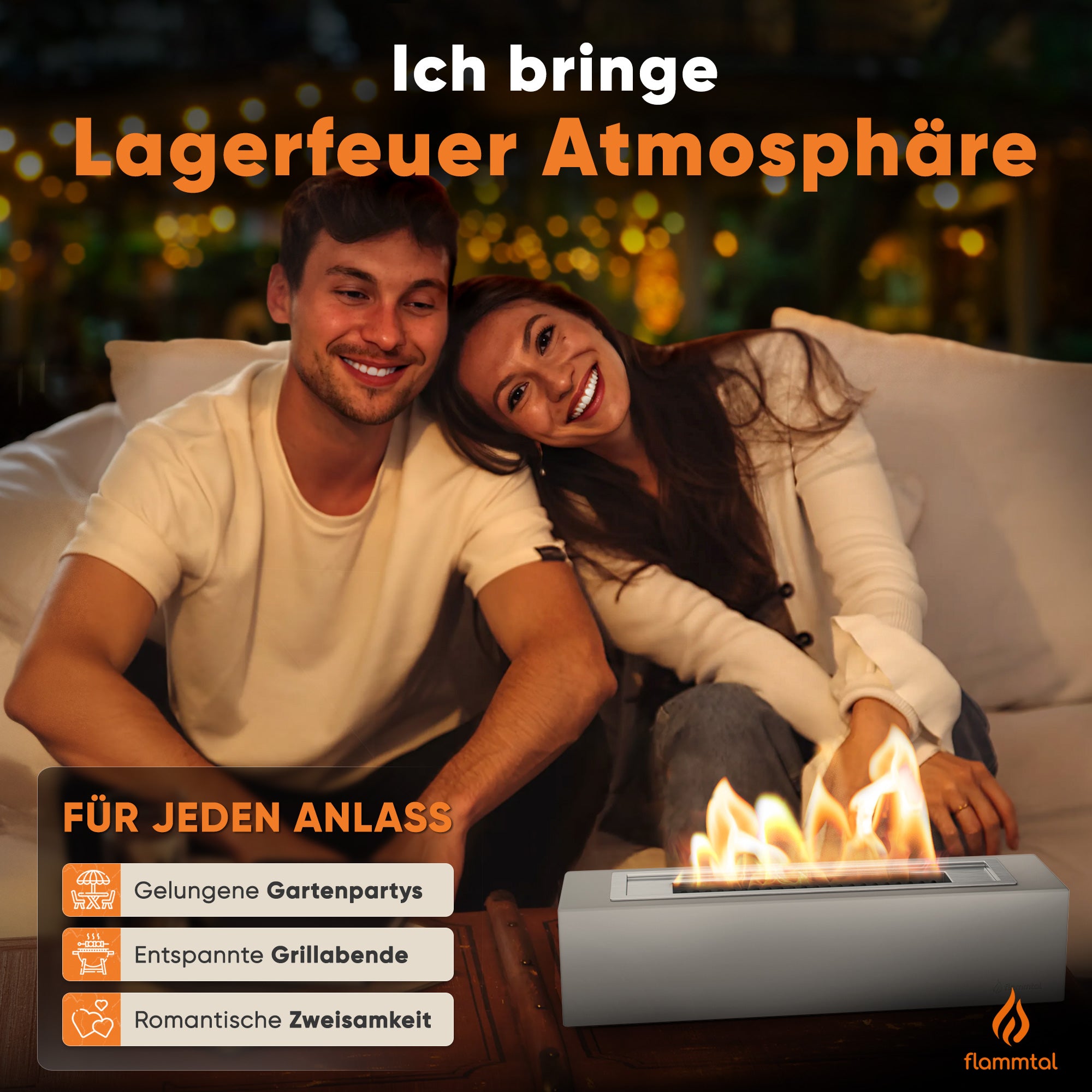 🔥Bundle🔥 - Tischfeuer CONCRETE (Hellgrau) + 6 Flaschen Bioethanol