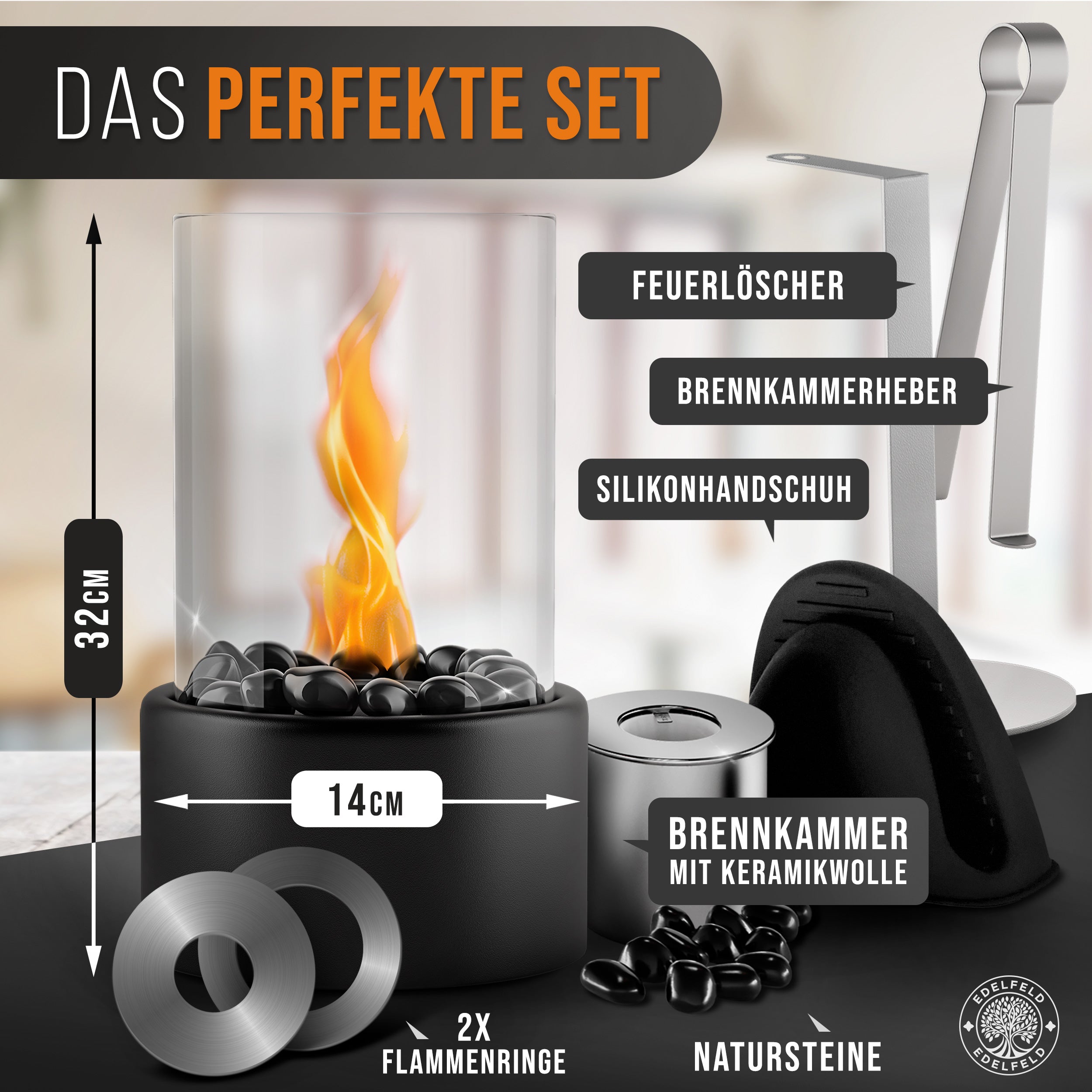 🔥Bundle🔥 - Tischkamin SPARK + 6 Flaschen Bioethanol (Edelfeld)