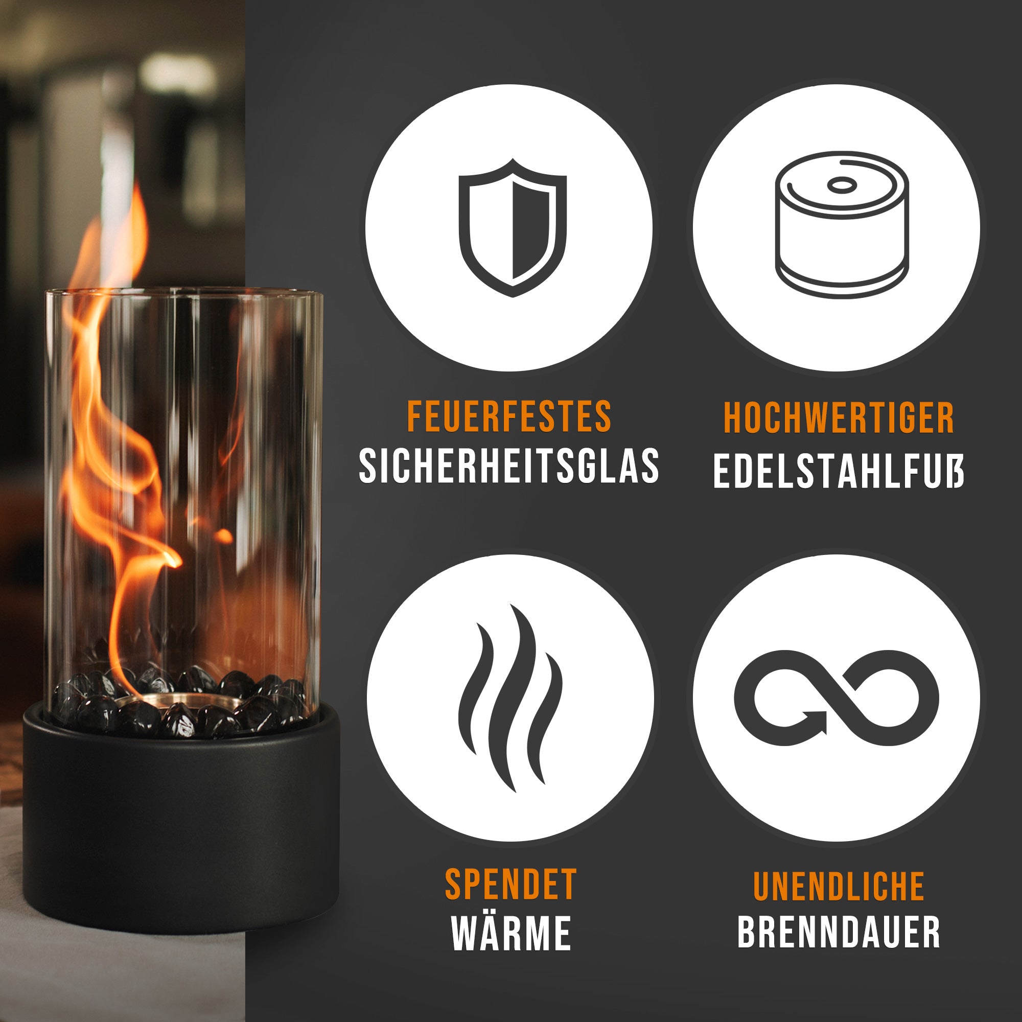🔥Bundle🔥 - Tischkamin SPARK + 6 Flaschen Bioethanol (Edelfeld)