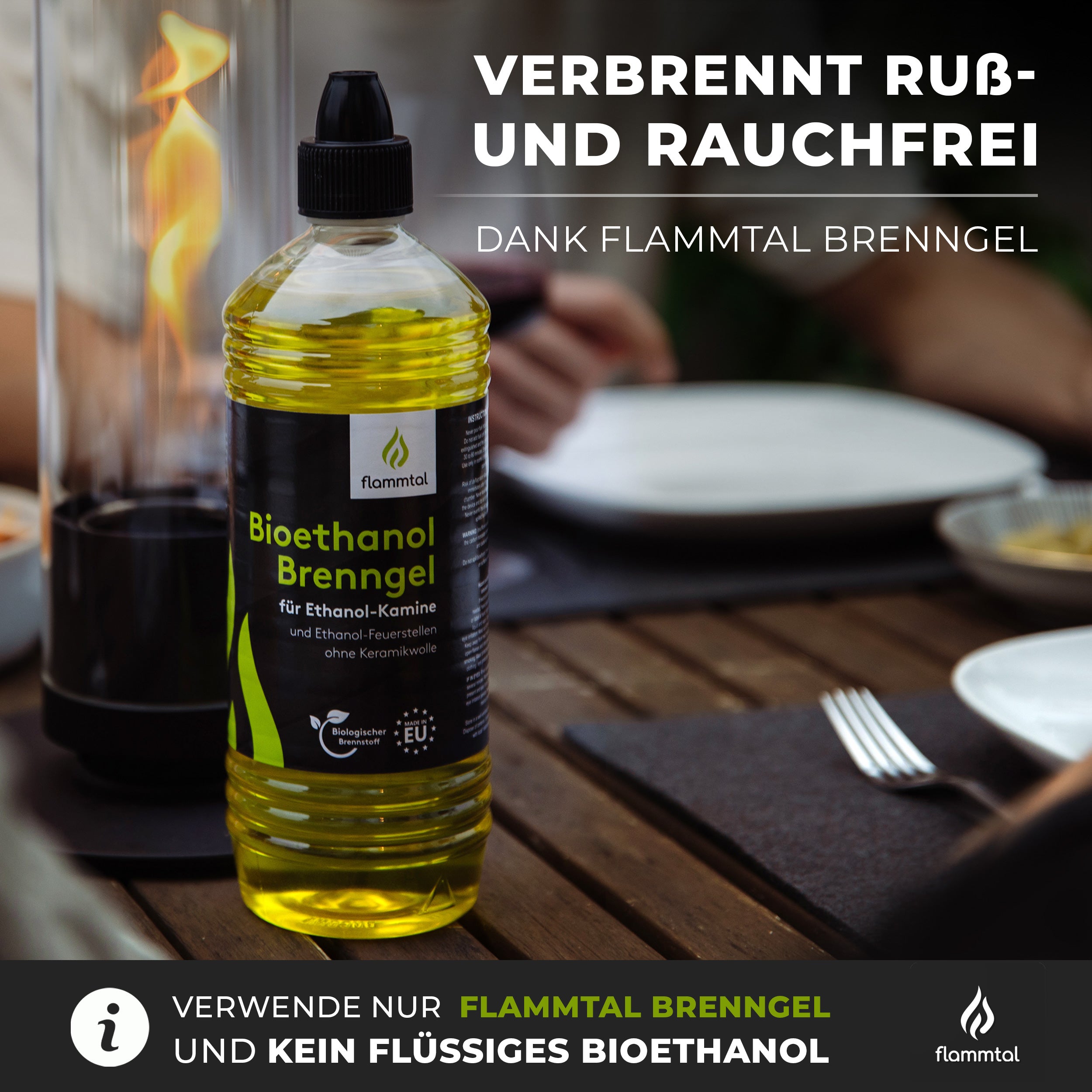 🔥Bundle🔥 - Tischfeuer HELIX (Schwarz) + 6 Flaschen Bioethanol