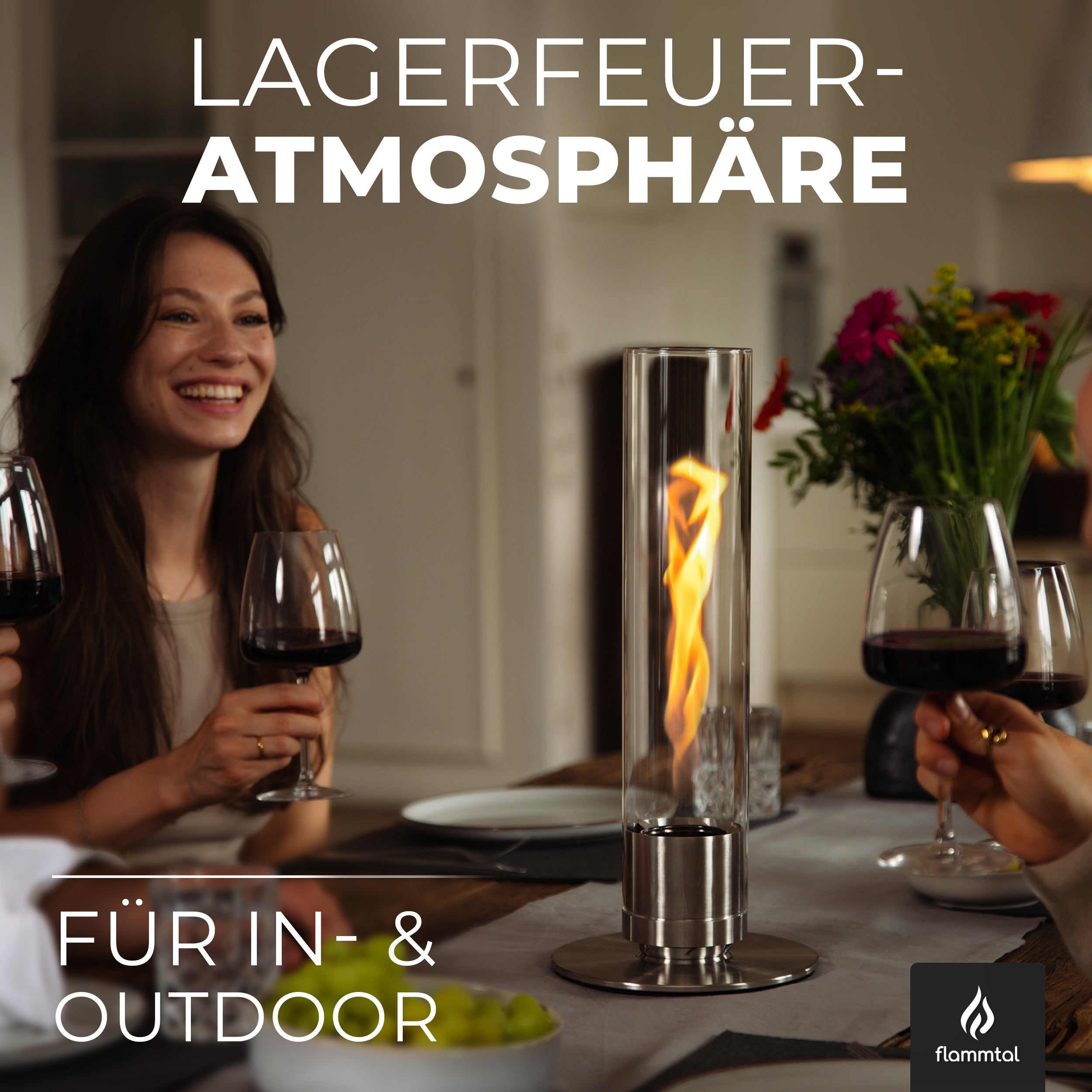 đ„Bundleđ„ - Tischfeuer HELIX (Silber) + 6 Flaschen Bioethanol