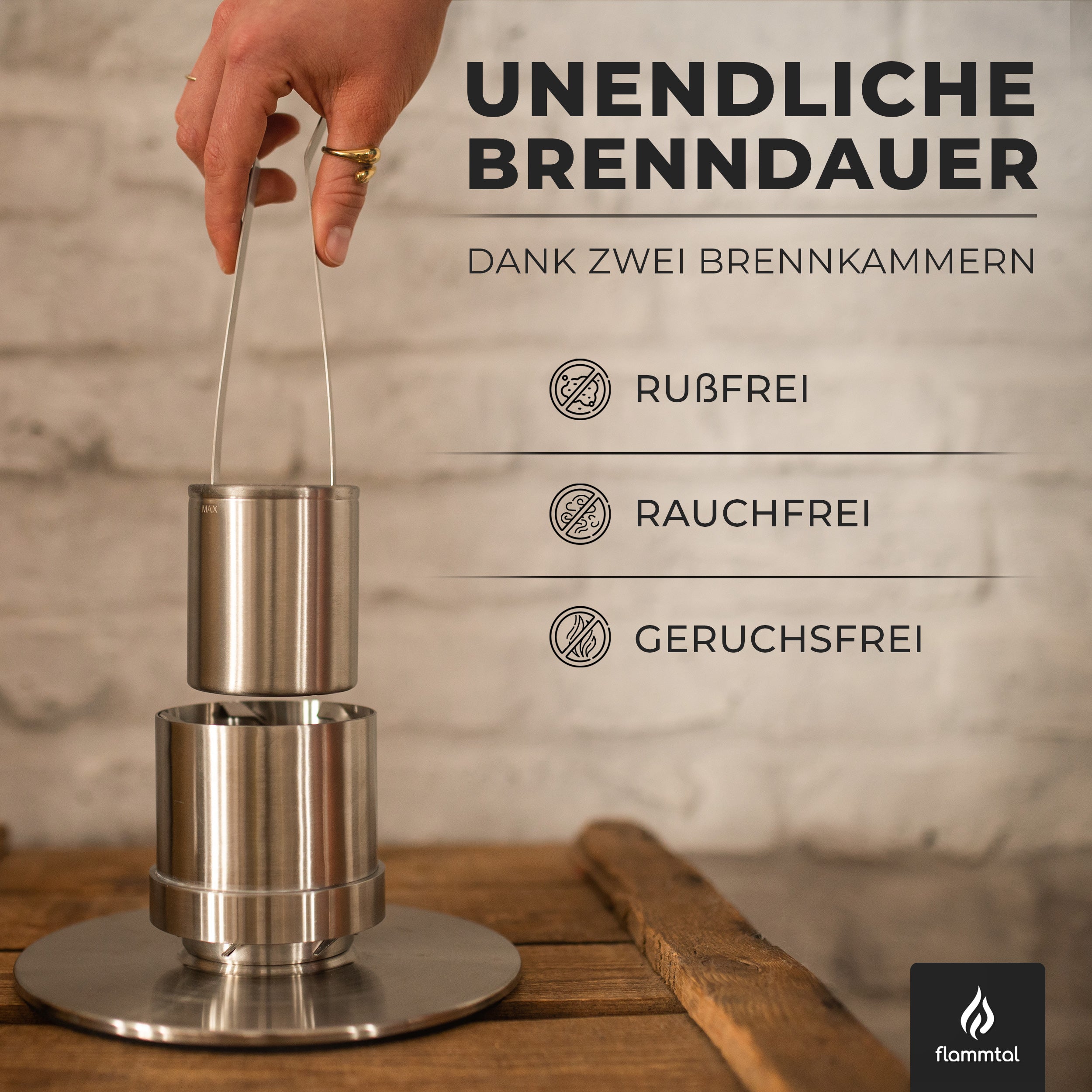 đ„Bundleđ„ - Tischfeuer HELIX (Silber) + 6 Flaschen Bioethanol