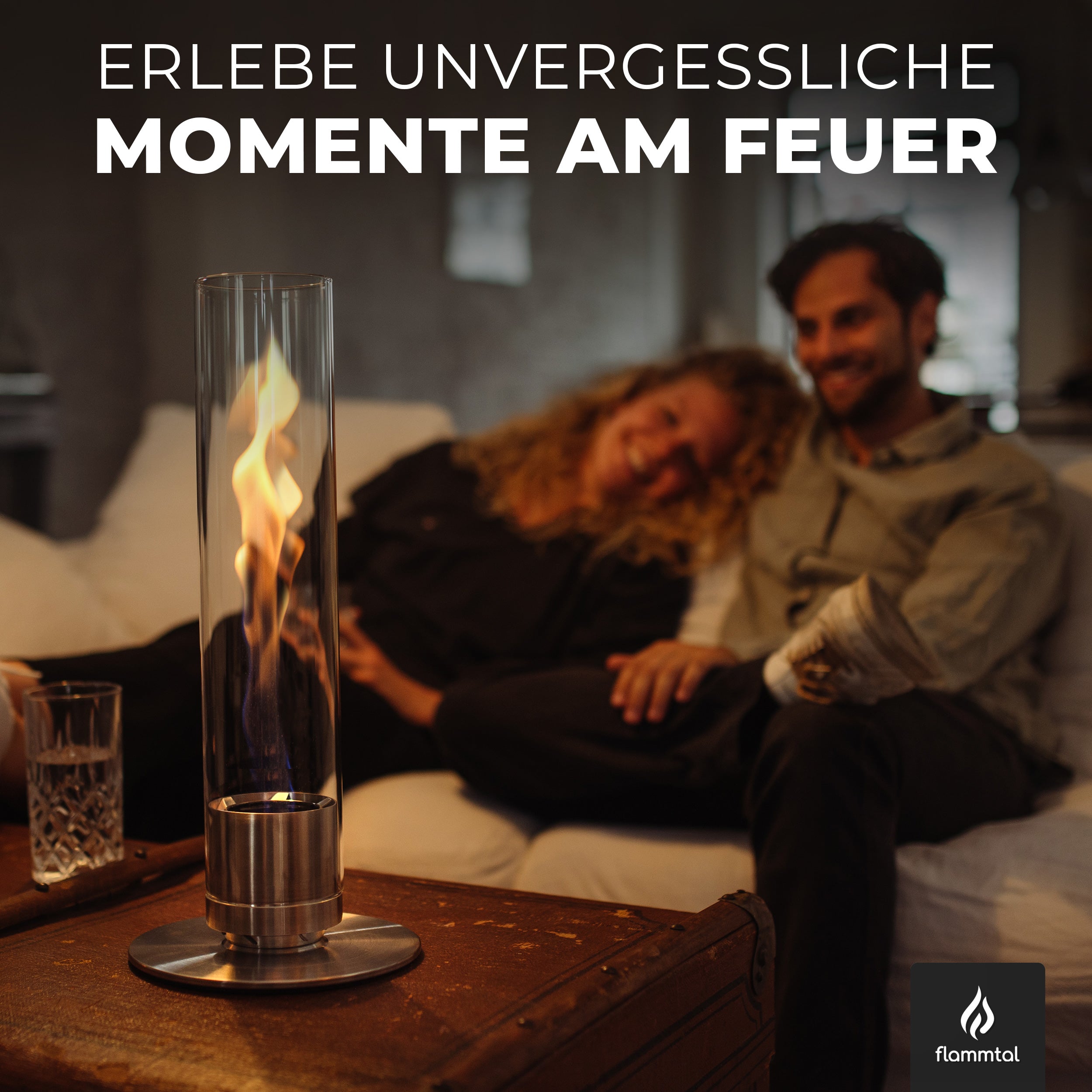 🔥Bundle🔥 - Tischfeuer HELIX (Silber) + 6 Flaschen Bioethanol