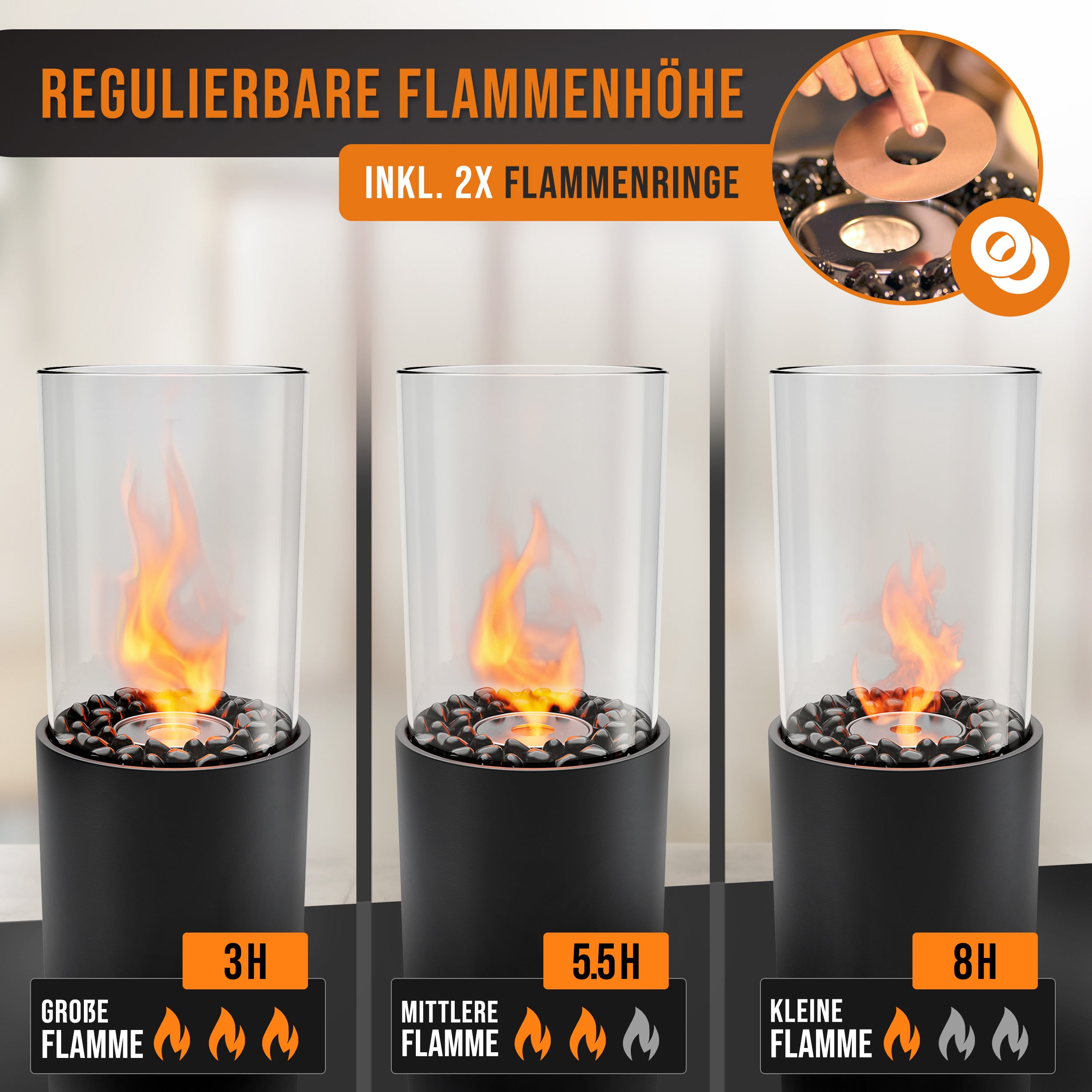 🔥Bundle🔥 - Standkamin COLUMN + 6 Flaschen Bioethanol