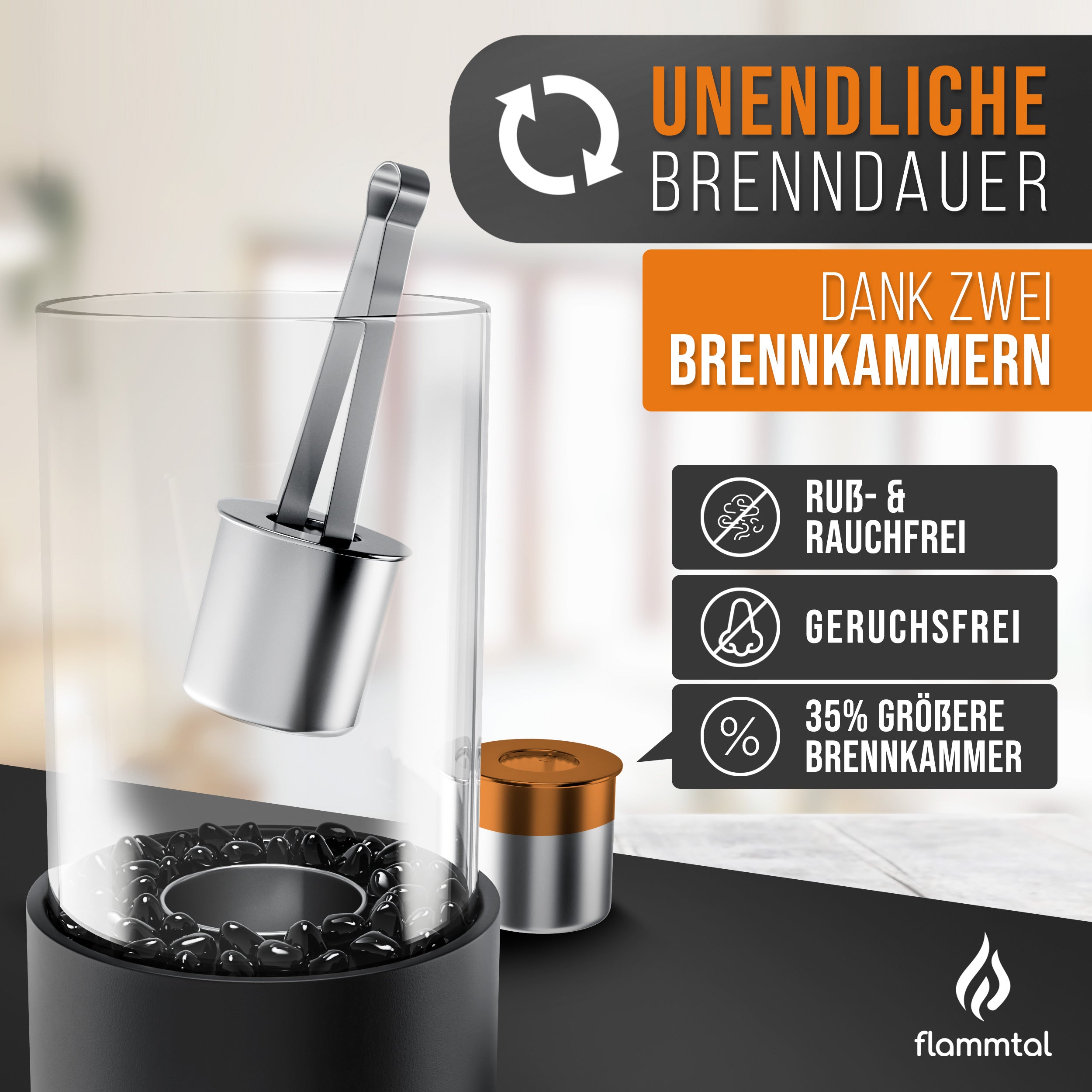 🔥Bundle🔥 - Standkamin COLUMN + 6 Flaschen Bioethanol