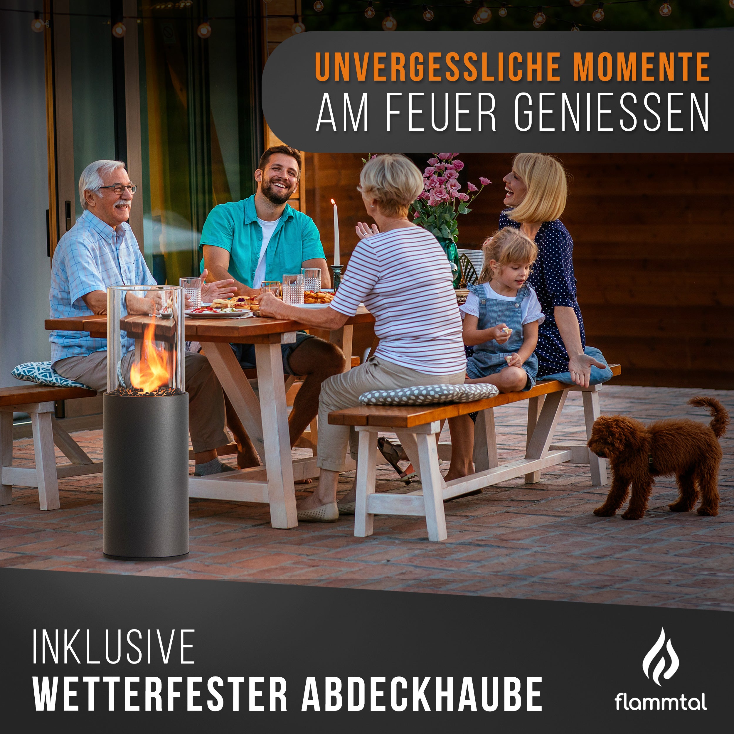 🔥Bundle🔥 - Standkamin COLUMN + 6 Flaschen Bioethanol