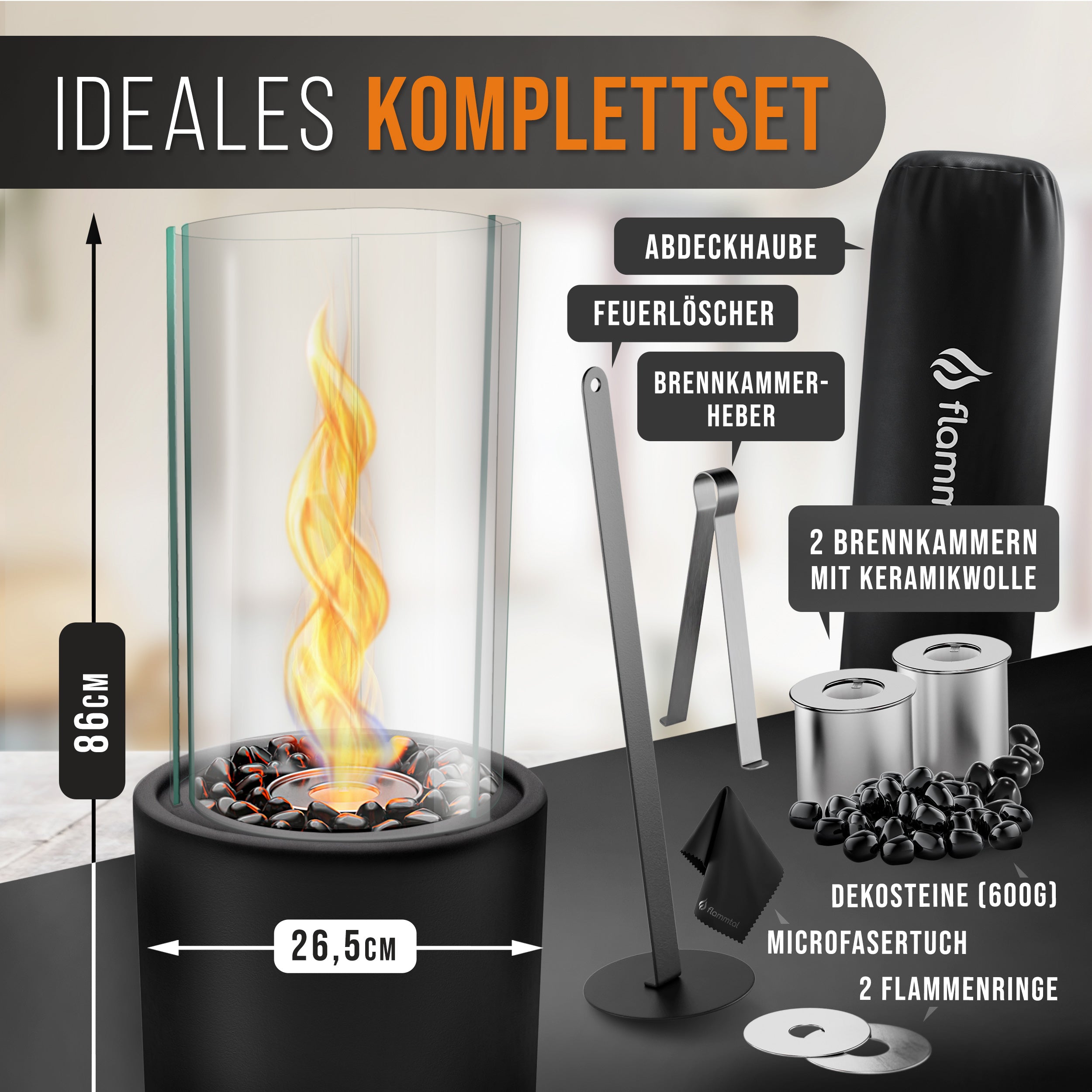 🔥Bundle🔥 - Standkamin HELIX + 6 Flaschen Bioethanol