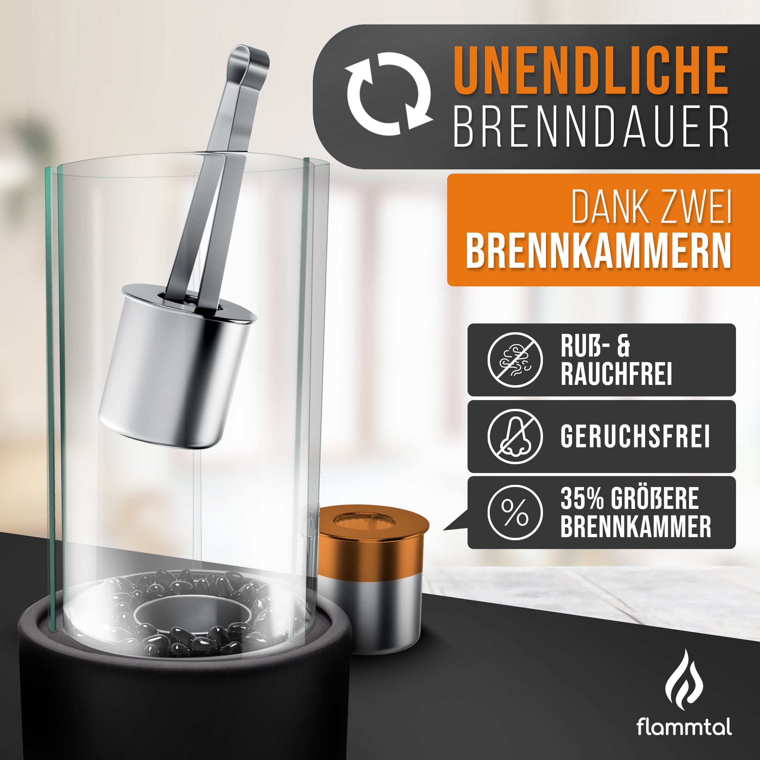 🔥Bundle🔥 - Standkamin HELIX + 6 Flaschen Bioethanol