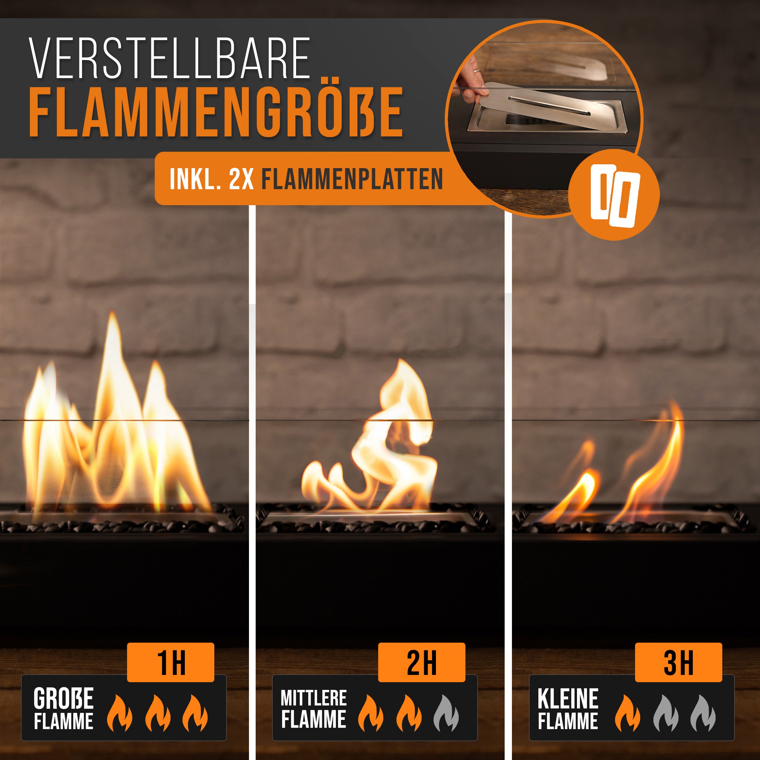 🔥Bundle🔥 - Tischkamin SQUARE-Stone + 6 Flaschen Bioethanol
