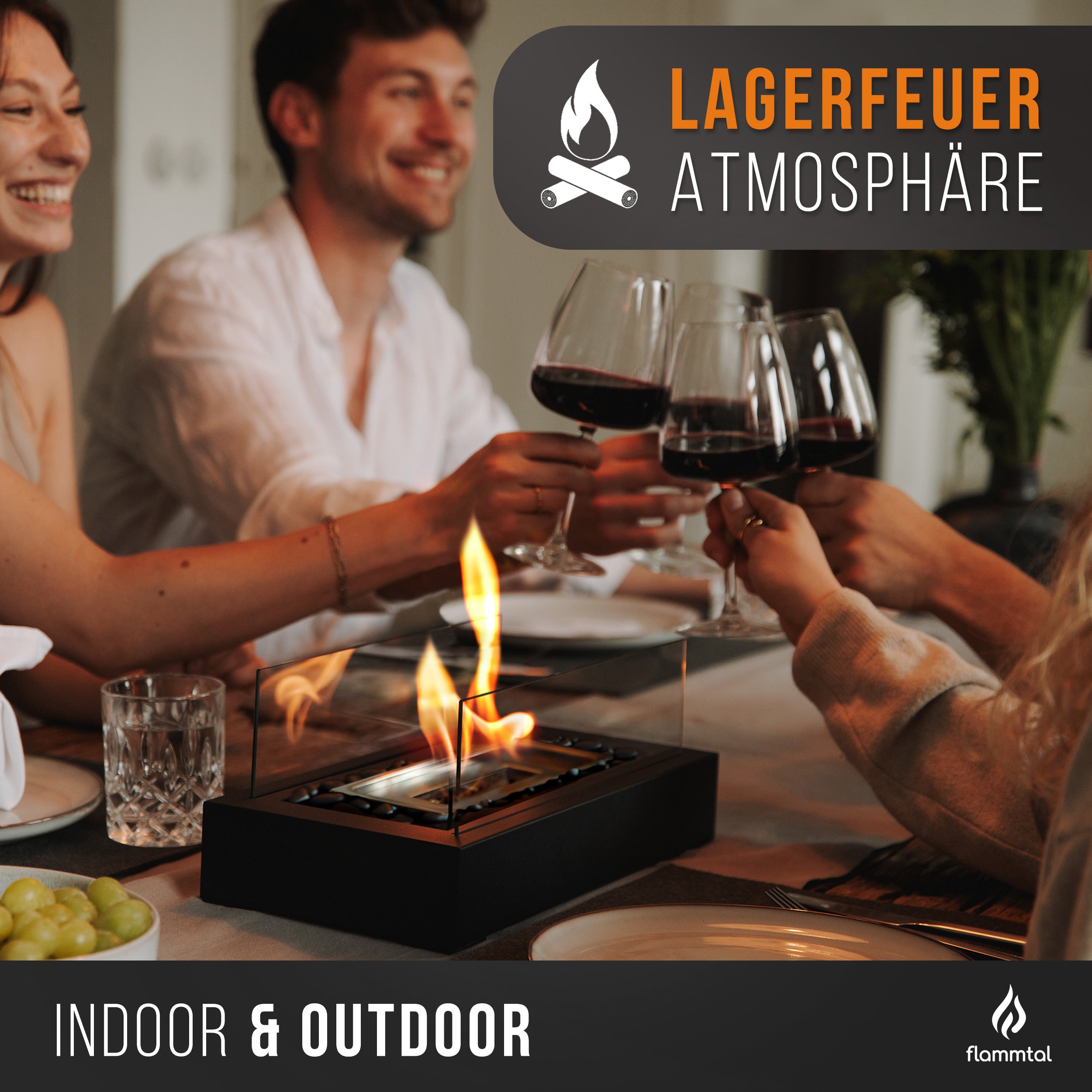 🔥Bundle🔥 - Tischkamin SQUARE-Stone + 6 Flaschen Bioethanol