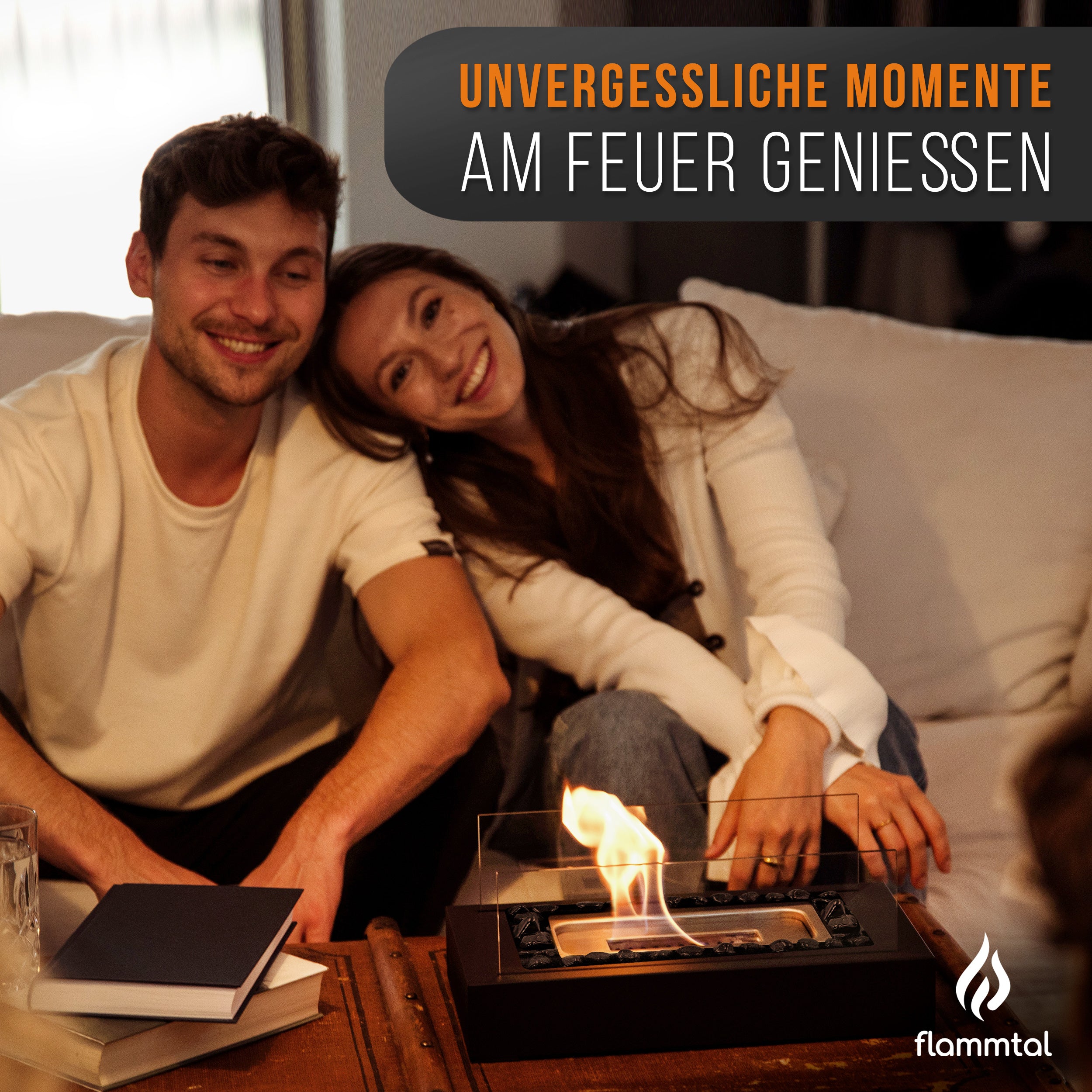 🔥Bundle🔥 - Tischkamin SQUARE-Stone + 6 Flaschen Bioethanol