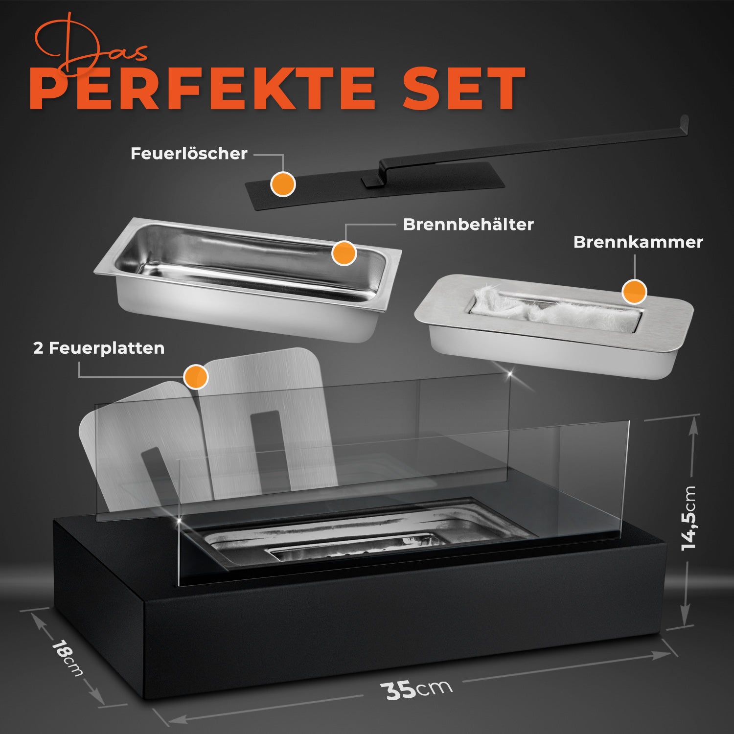 🔥Bundle🔥 - Tischkamin SQUARE + 6 Flaschen Bioethanol