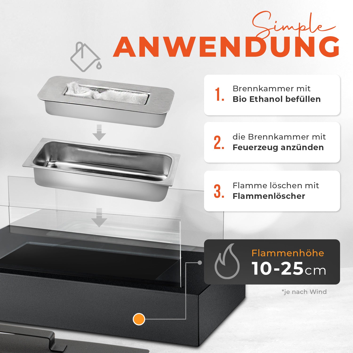 🔥Bundle🔥 - Tischkamin SQUARE + 6 Flaschen Bioethanol