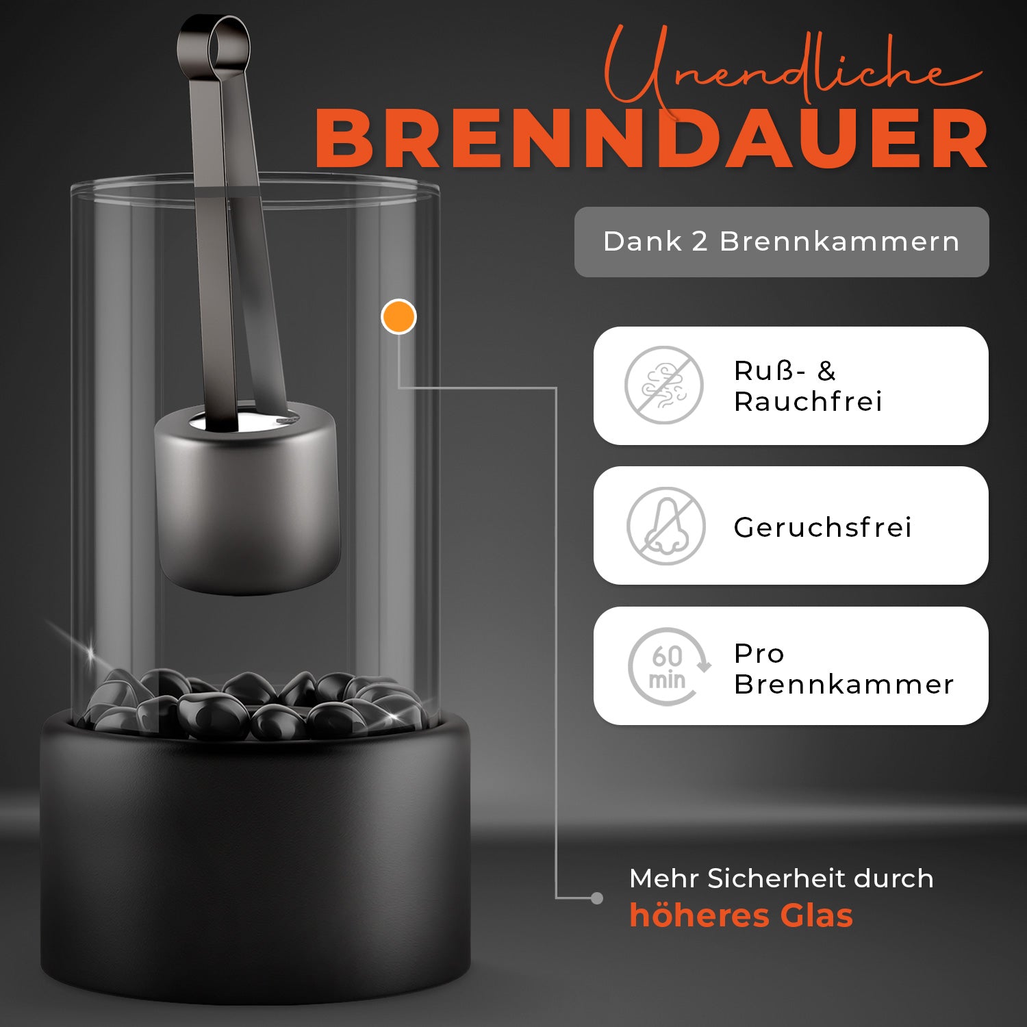 🔥Bundle🔥 - Tischkamin ROUND + 6 Flaschen Bioethanol