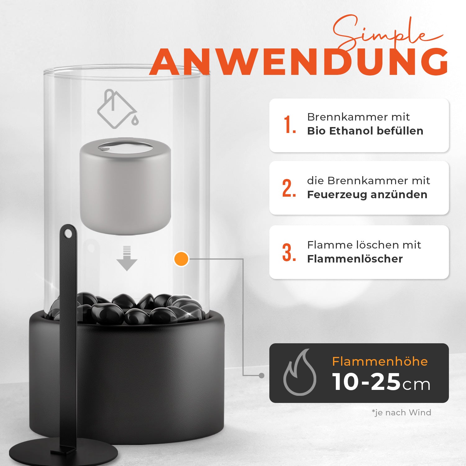 🔥Bundle🔥 - Tischkamin ROUND + 6 Flaschen Bioethanol