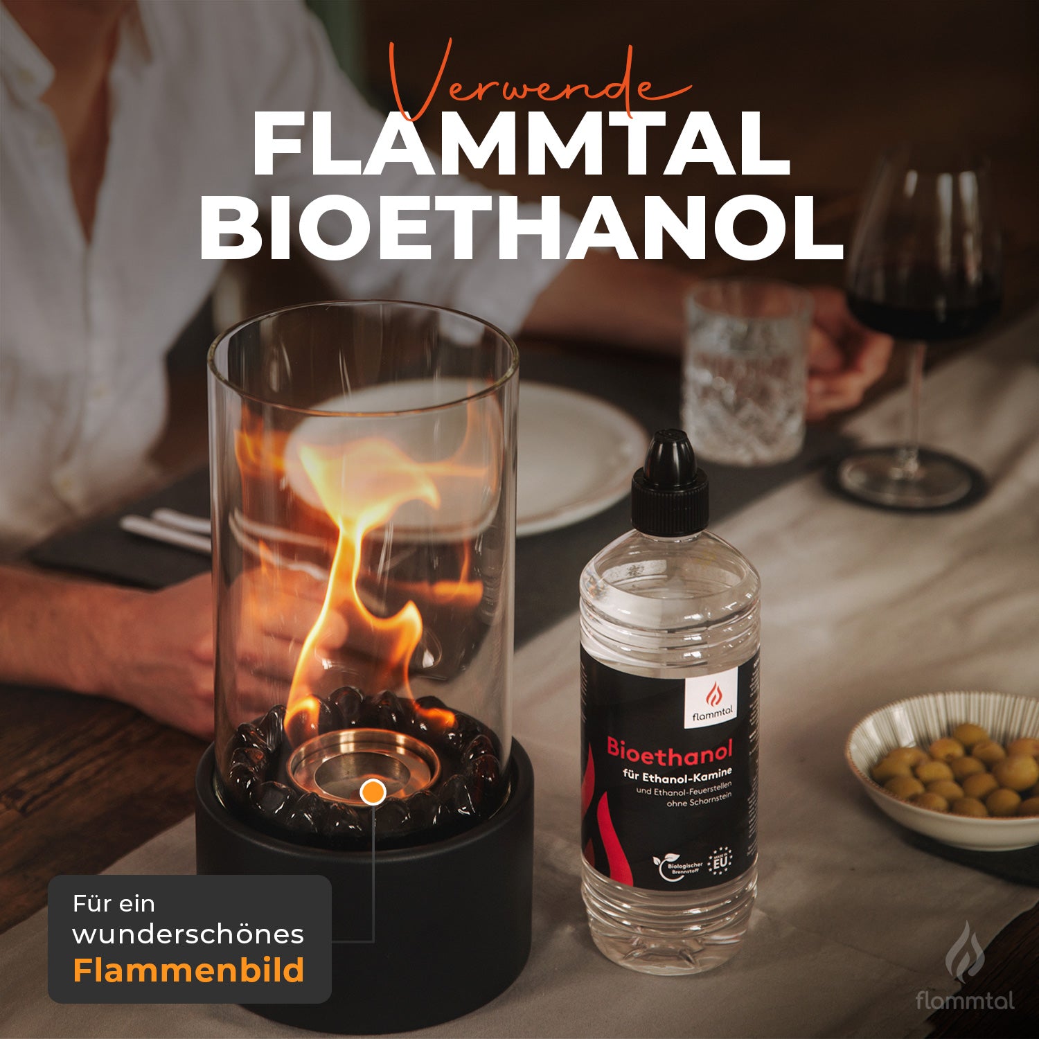 🔥Bundle🔥 - Tischkamin ROUND + 6 Flaschen Bioethanol