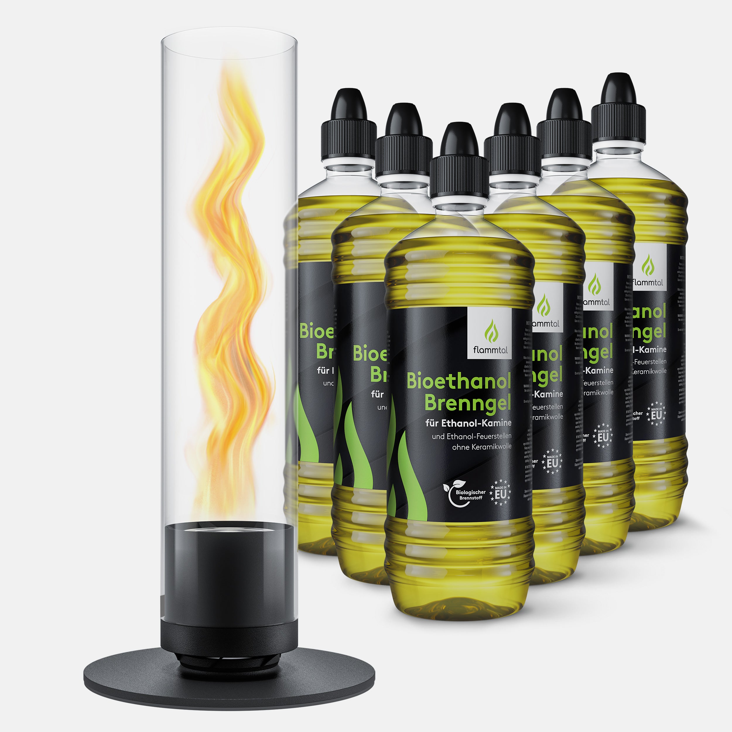 🔥Bundle🔥 - Tischfeuer HELIX (Schwarz) + 6 Flaschen Bioethanol