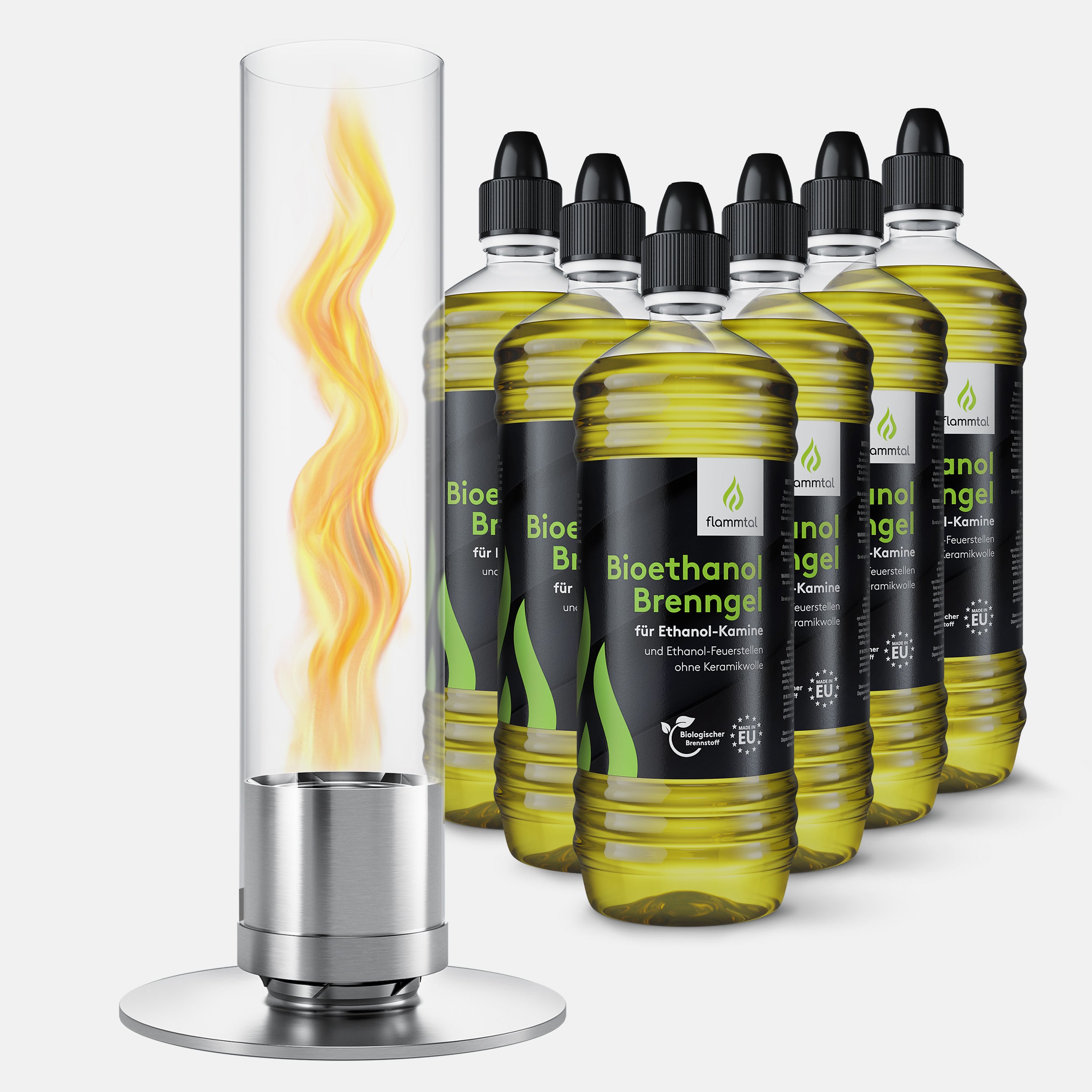 🔥Bundle🔥 - Tischfeuer HELIX (Silber) + 6 Flaschen Bioethanol
