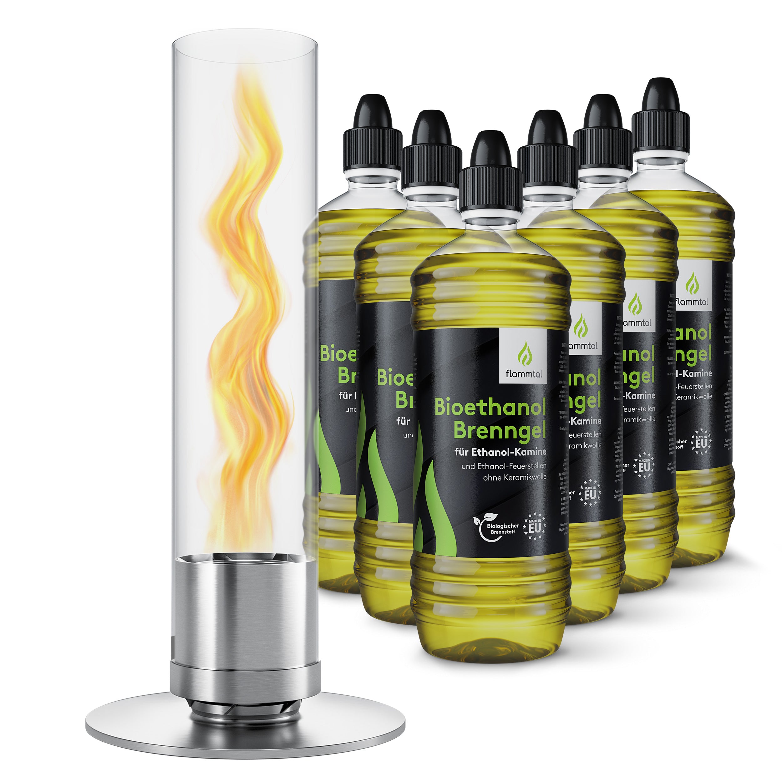 🔥Bundle🔥 - Tischfeuer HELIX (Silber) + 6 Flaschen Bioethanol