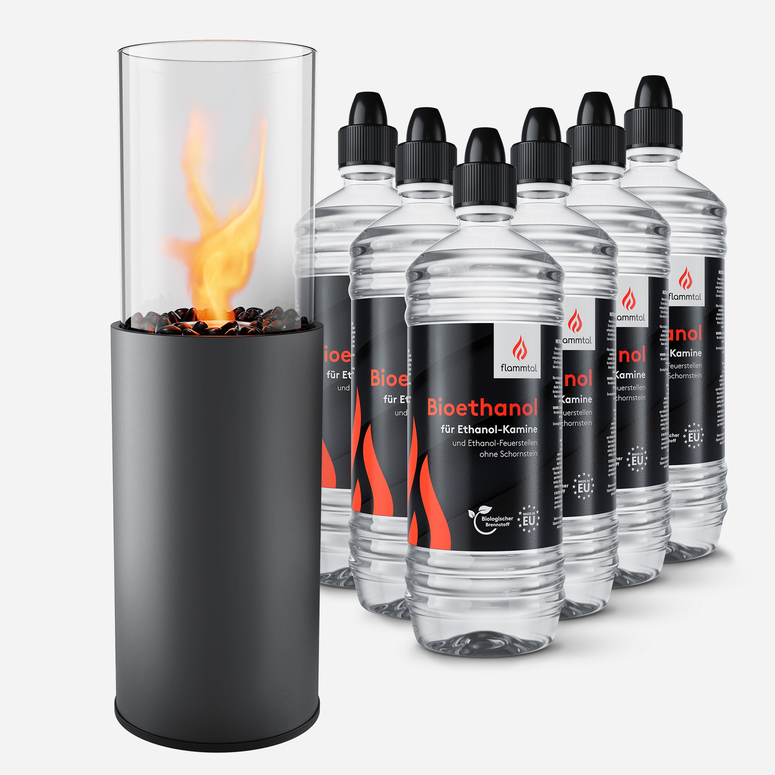 🔥Bundle🔥 - Standkamin COLUMN + 6 Flaschen Bioethanol