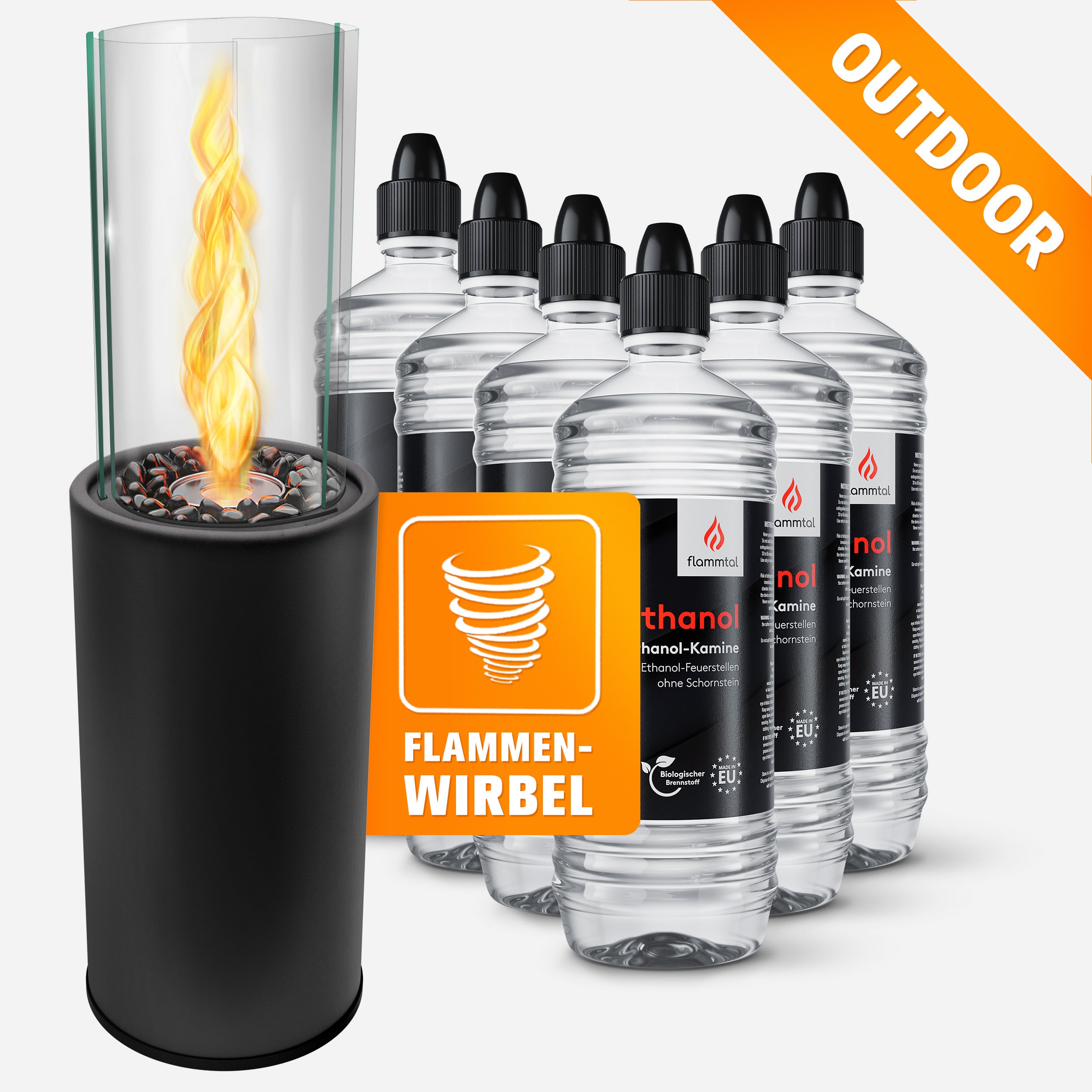 🔥Bundle🔥 - Standkamin HELIX + 6 Flaschen Bioethanol