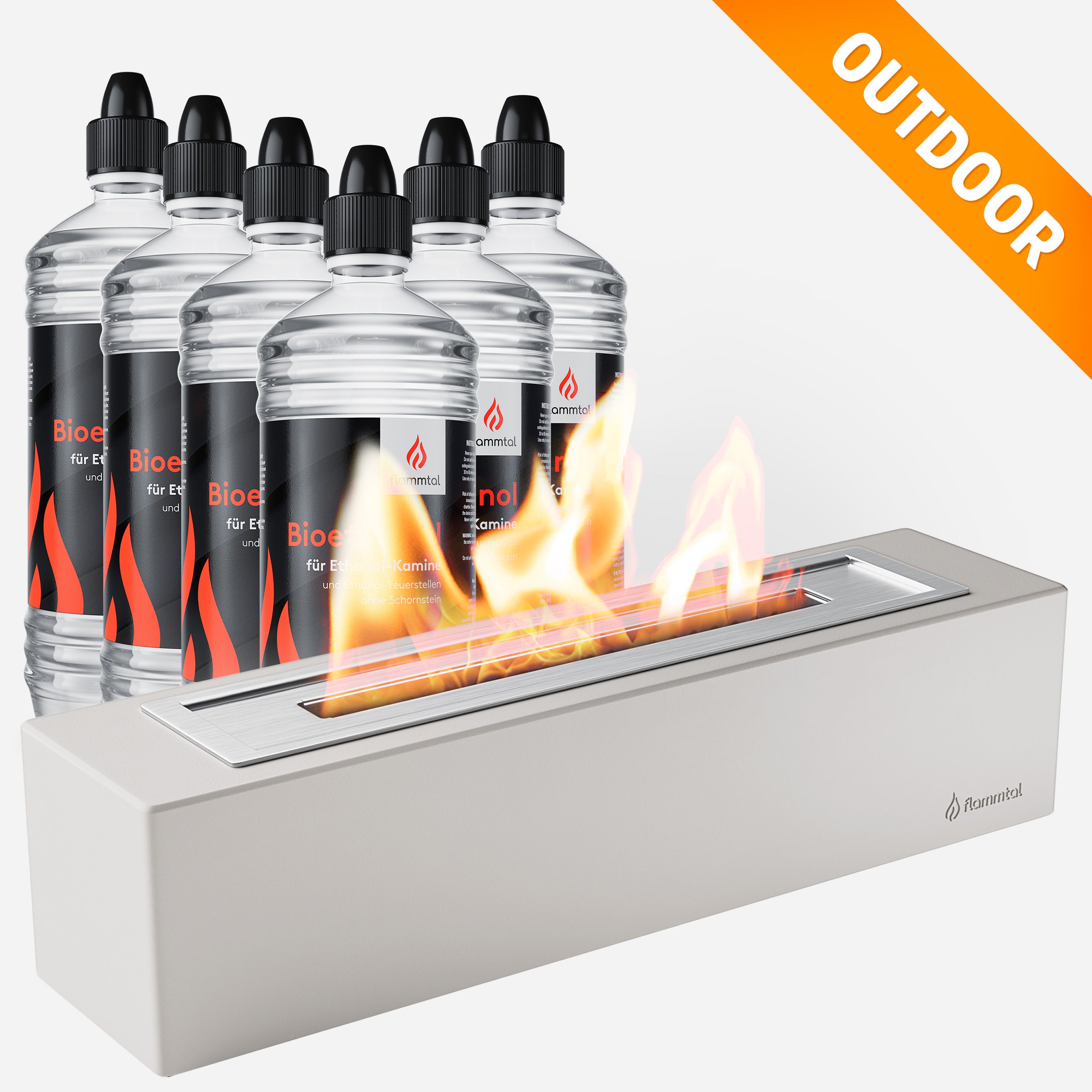 🔥Bundle🔥 - Tischfeuer CONCRETE (Hellgrau) + 6 Flaschen Bioethanol