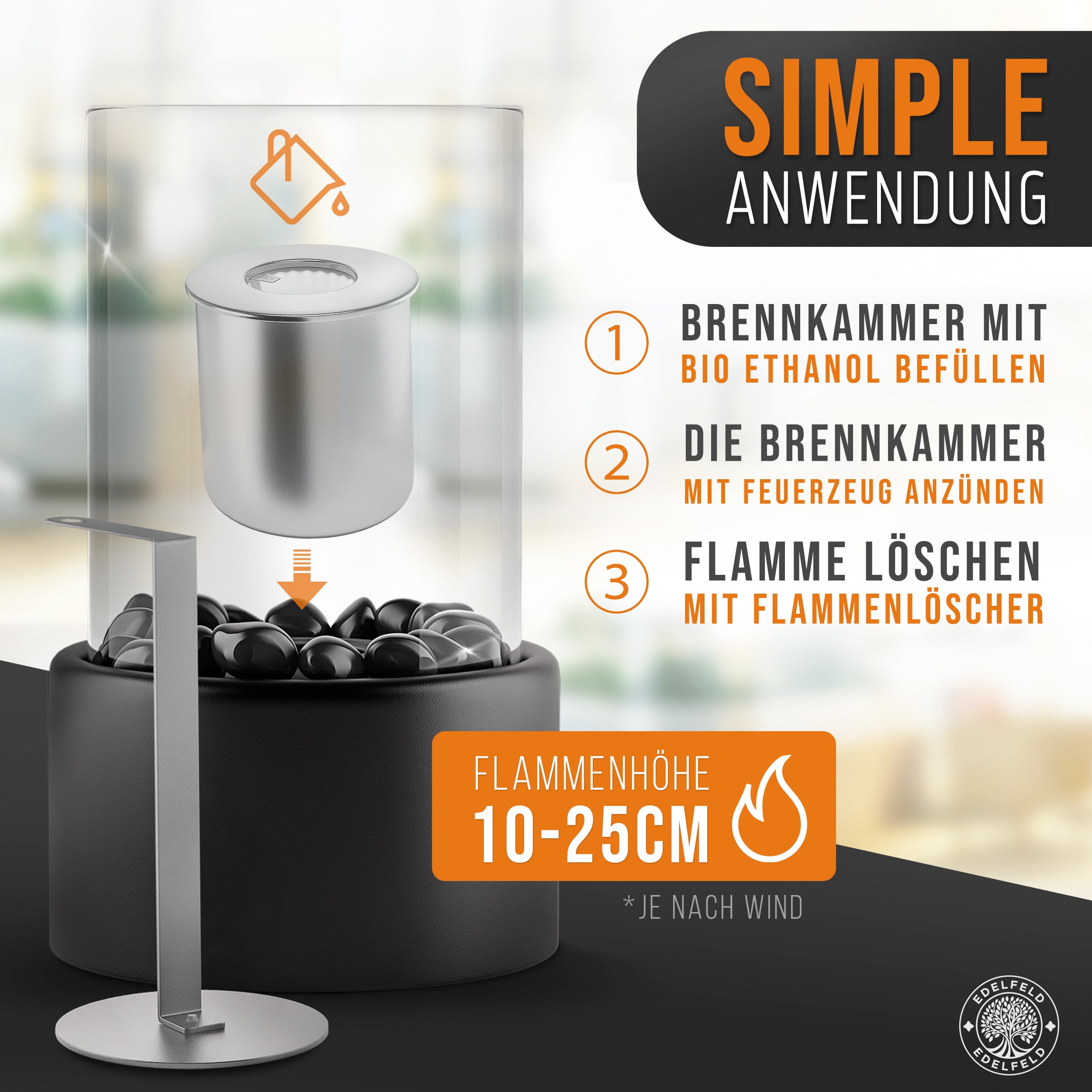 🔥Bundle🔥 - Tischkamin SPARK + 6 Flaschen Bioethanol (Edelfeld)