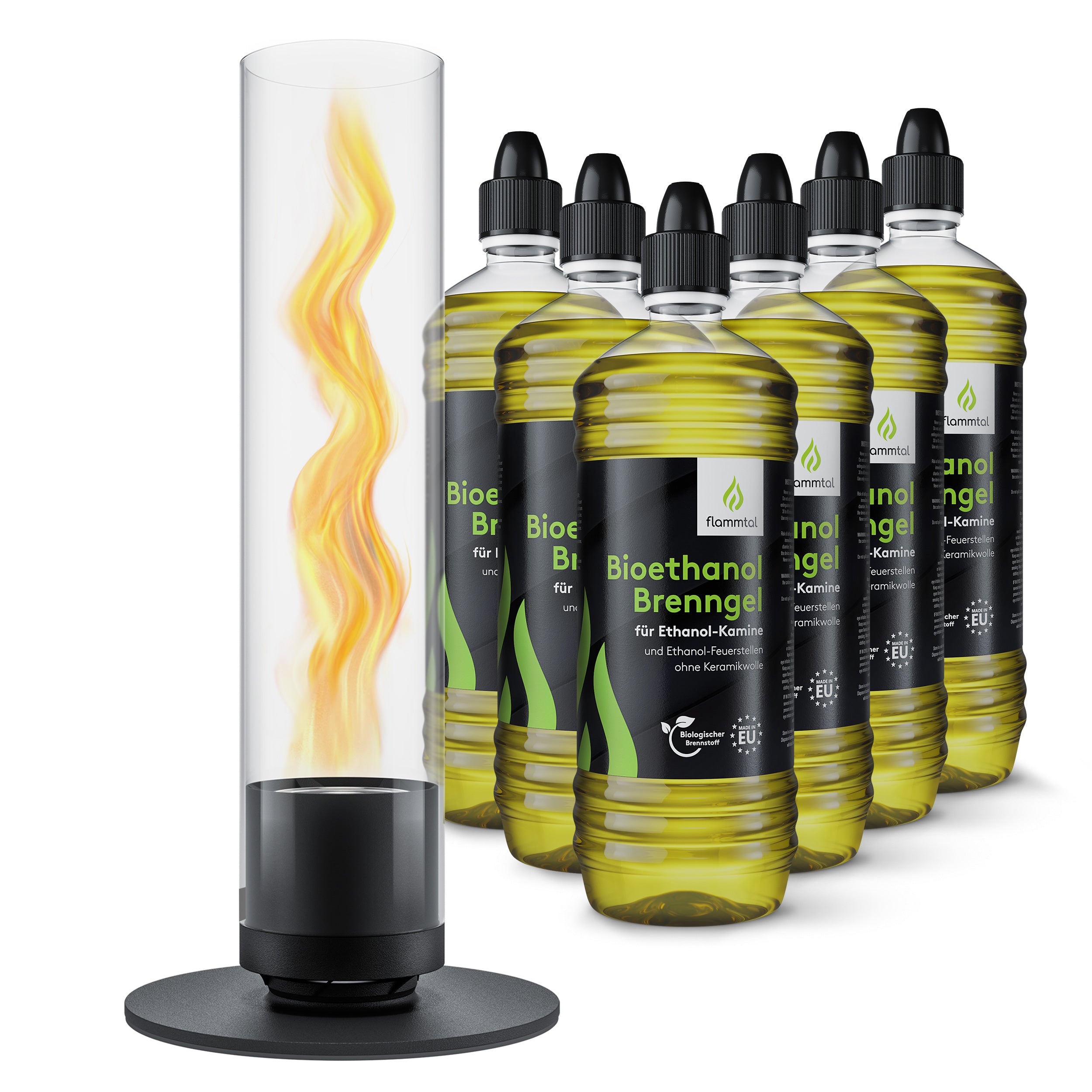 🔥Bundle🔥 - Tischfeuer HELIX (Schwarz) + 6 Flaschen Bioethanol