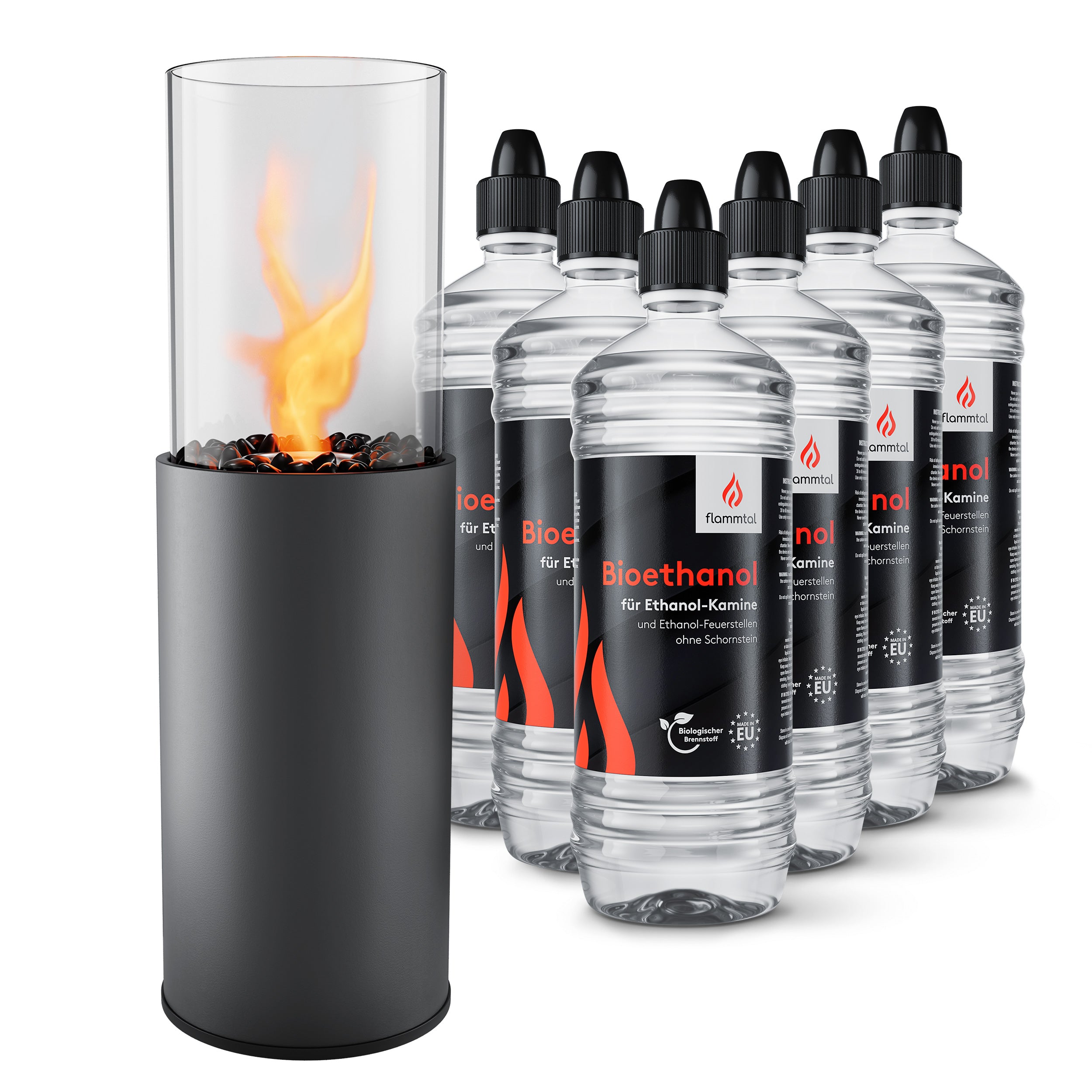 🔥Bundle🔥 - Standkamin COLUMN + 6 Flaschen Bioethanol