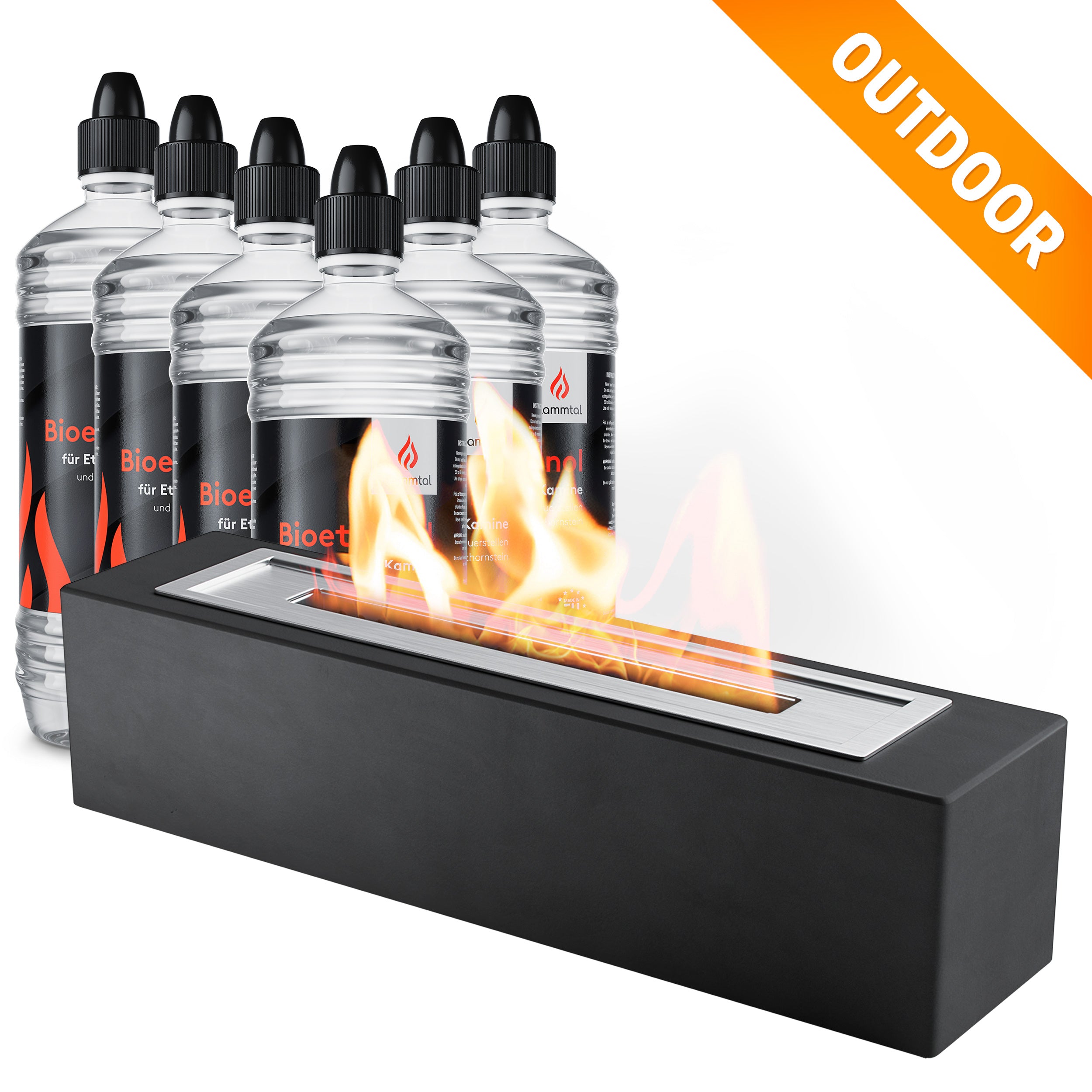 🔥Bundle🔥 - Tischfeuer BLOCK (Anthrazit) + 6 Flaschen Bioethanol